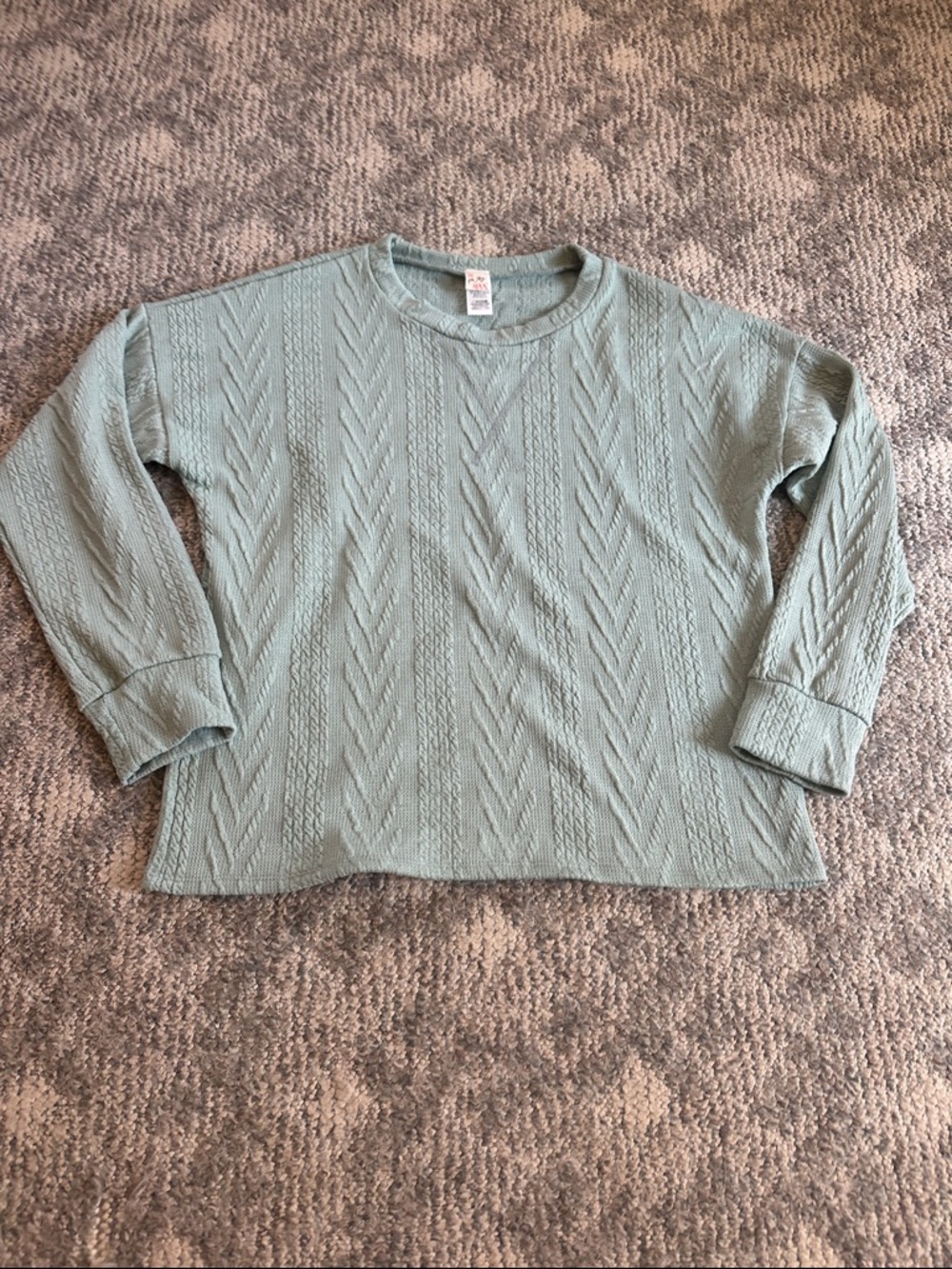 7th Ray Cable Knit Crewneck Top - Sage